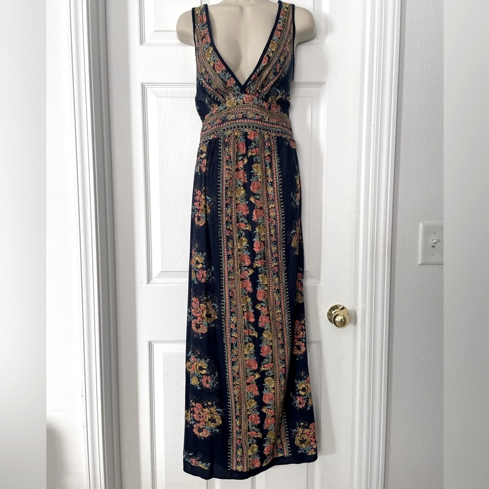 Angie Floral Maxi Dress - Black and Orange